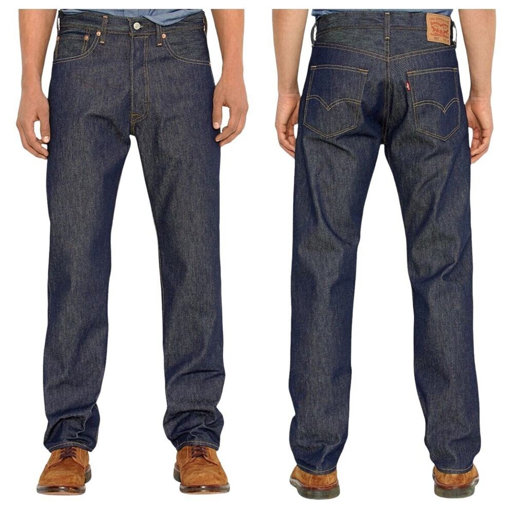 NEW‎ Levi's 501 Original Shrink to Fit Jeans Blue Button Fly Straight Mens 42x32